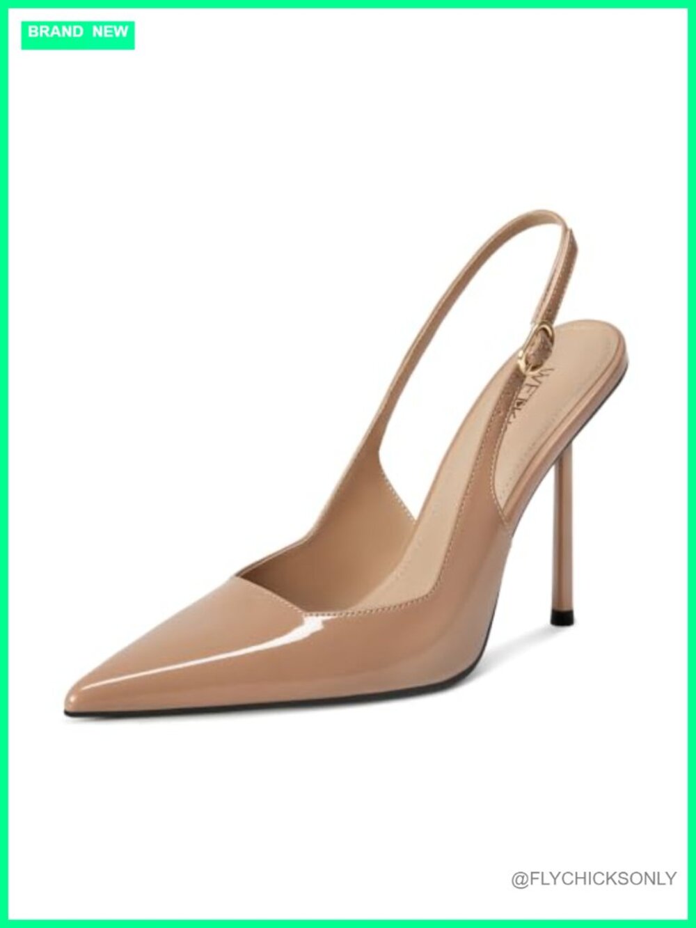 Wetkiss Women Slingback Stiletto Heels Pointed Toe Patent PU Pumps